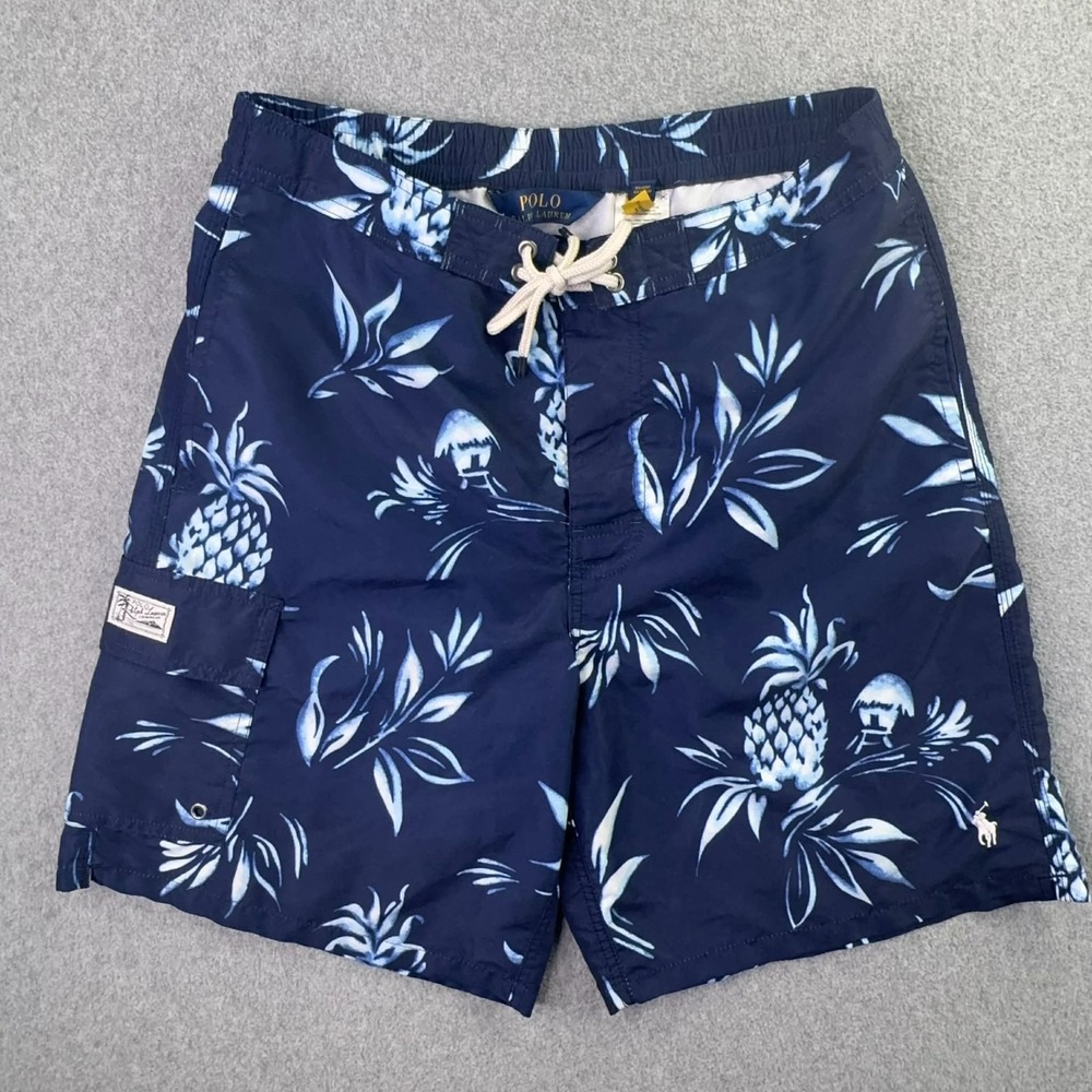 Polo‎ Ralph Lauren Kailua Swim Trunks Men's M Pineapple Hawaiian Print Pony 8"